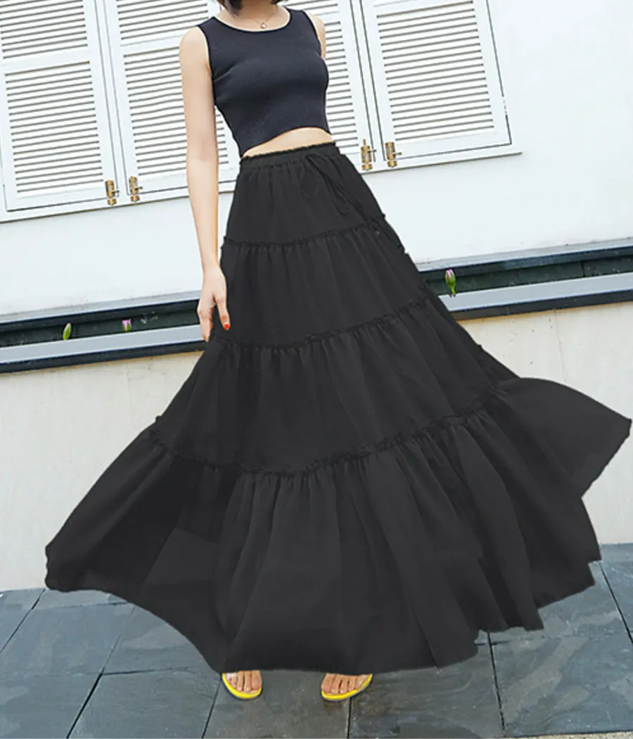 A line soft chiffon skirt women's skirt  3507
