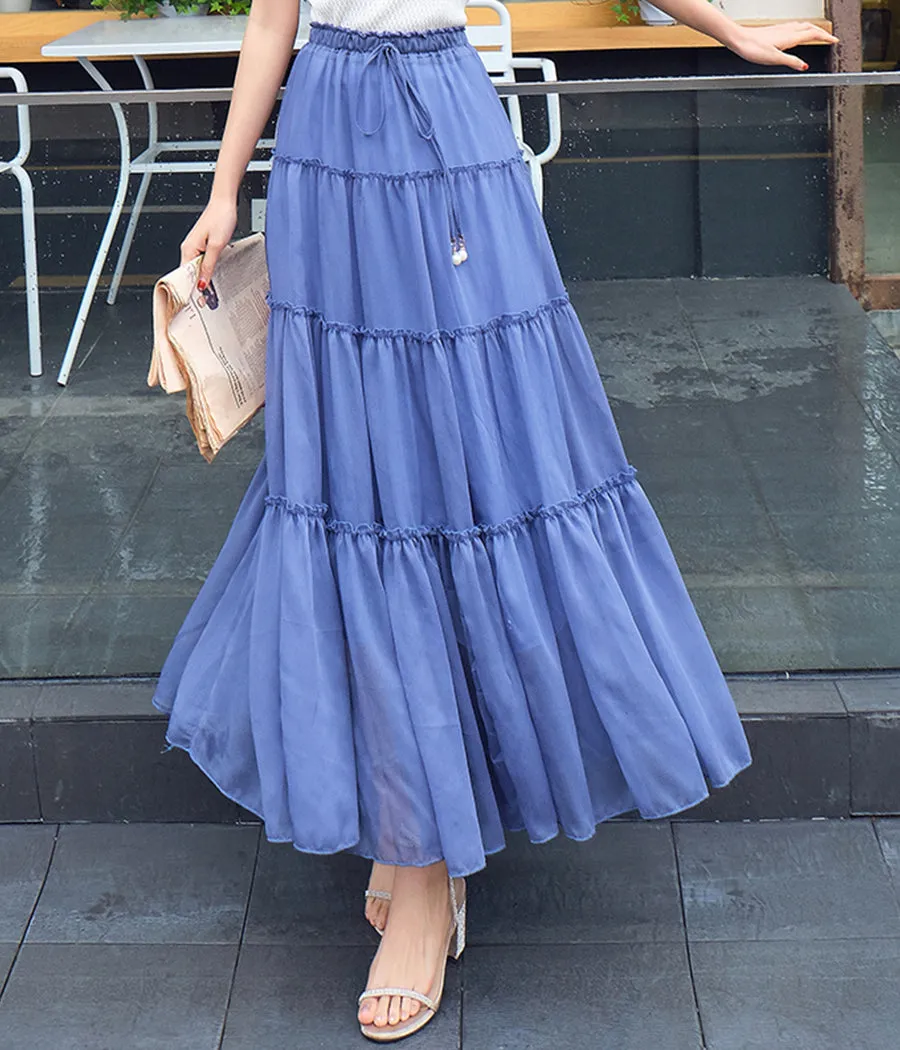 A line soft chiffon skirt women's skirt  3507