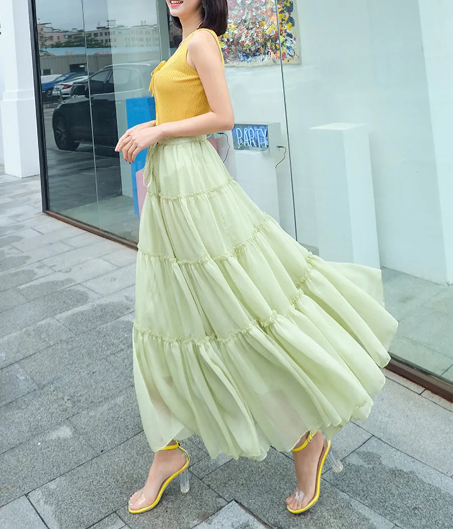 A line soft chiffon skirt women's skirt  3507