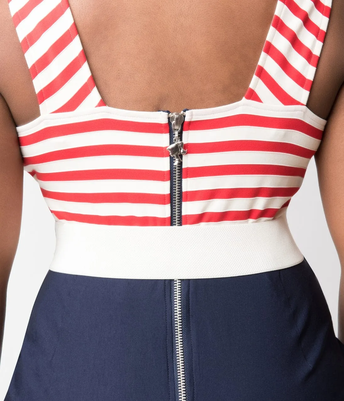 Barbie x Unique Vintage Plus Size Cruise Stripes Nautical Pencil Dress