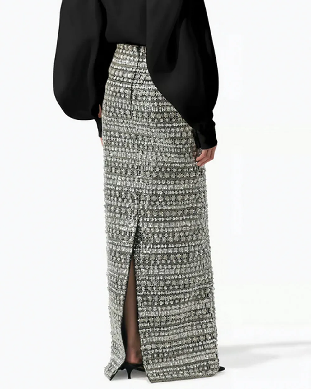 Black Embellished Maxi Skirt