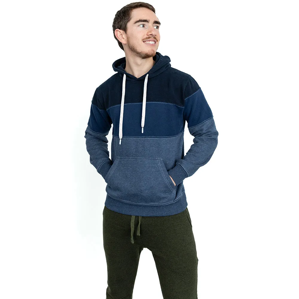 Blue Colorblock Stripe Popover Hoodie