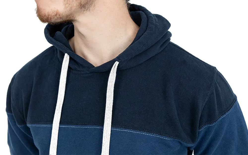 Blue Colorblock Stripe Popover Hoodie