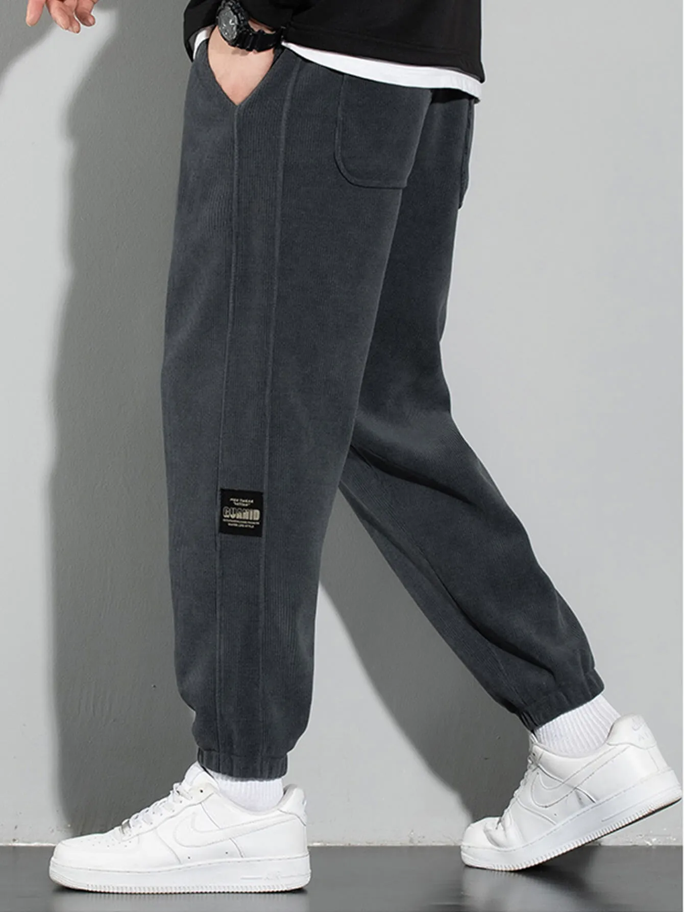 Casual Solid Color Corduroy Warm Pants