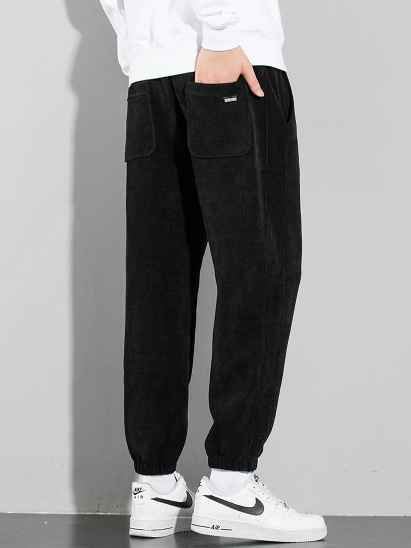 Casual Solid Color Corduroy Warm Pants