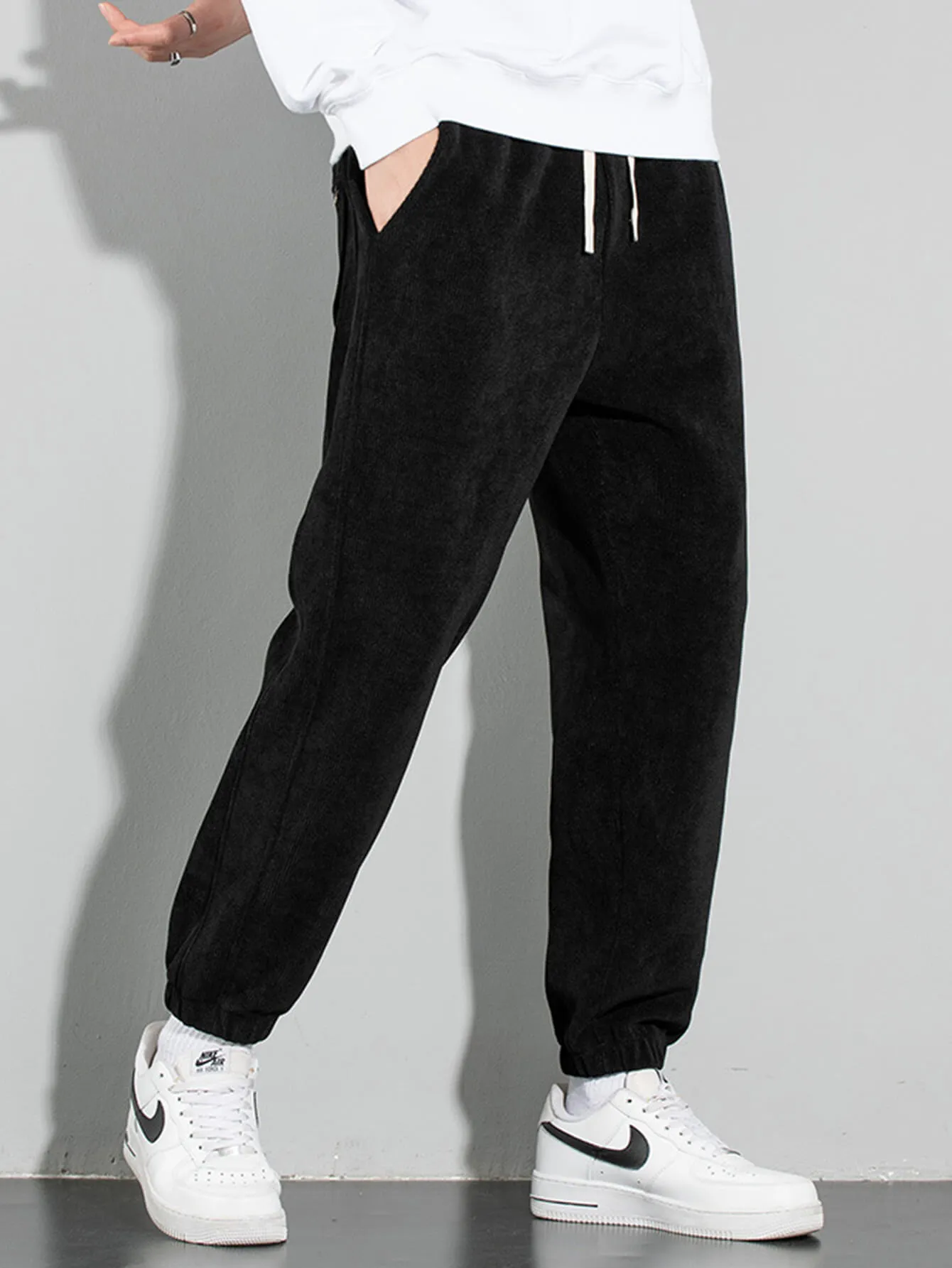 Casual Solid Color Corduroy Warm Pants