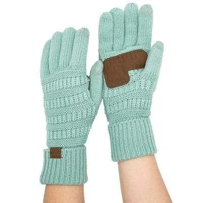 C.C G20 - Unisex Cable Knit Winter Warm Anti-Slip Touchscreen Texting Gloves