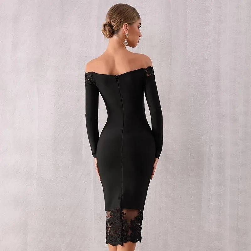 Classy long sleeve bandage dress