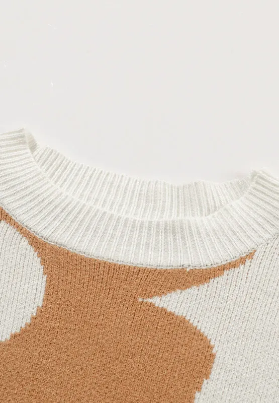 Contrast Flower Mock Neck Long Sleeve Sweater | Flower Sweater