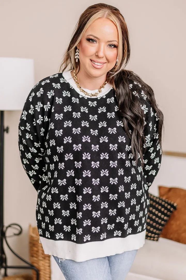 Coquette Babe Bow Printed Sweater