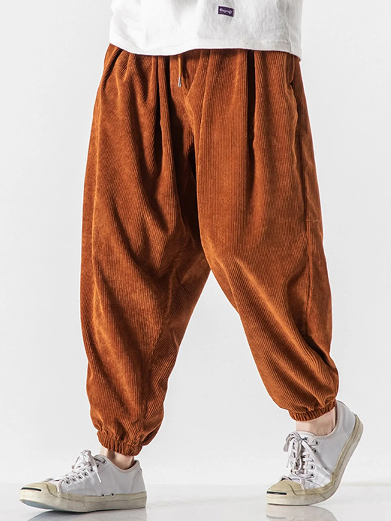 Corduroy Harem Casual Pants Men's Solid Color Bloomers