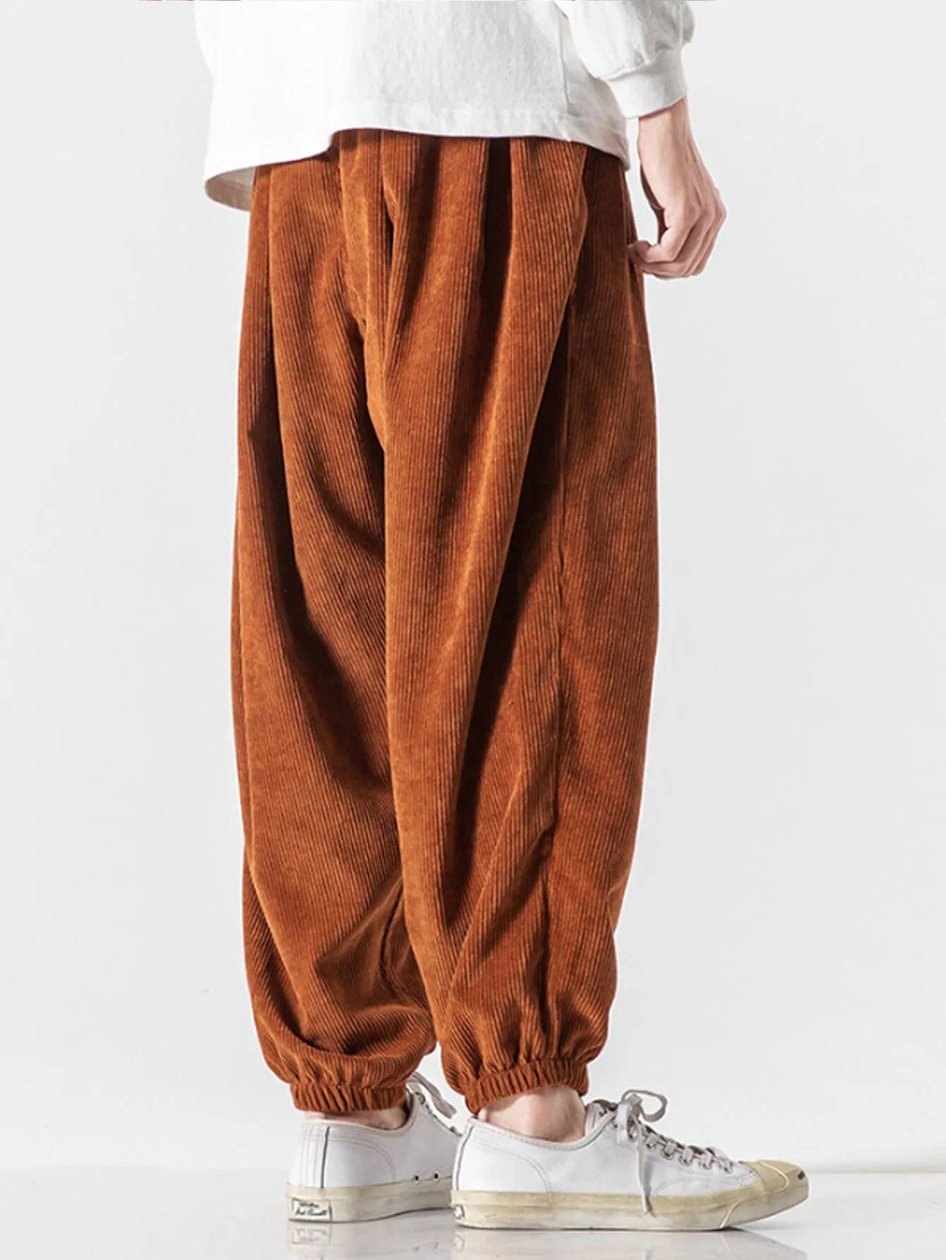Corduroy Harem Casual Pants Men's Solid Color Bloomers