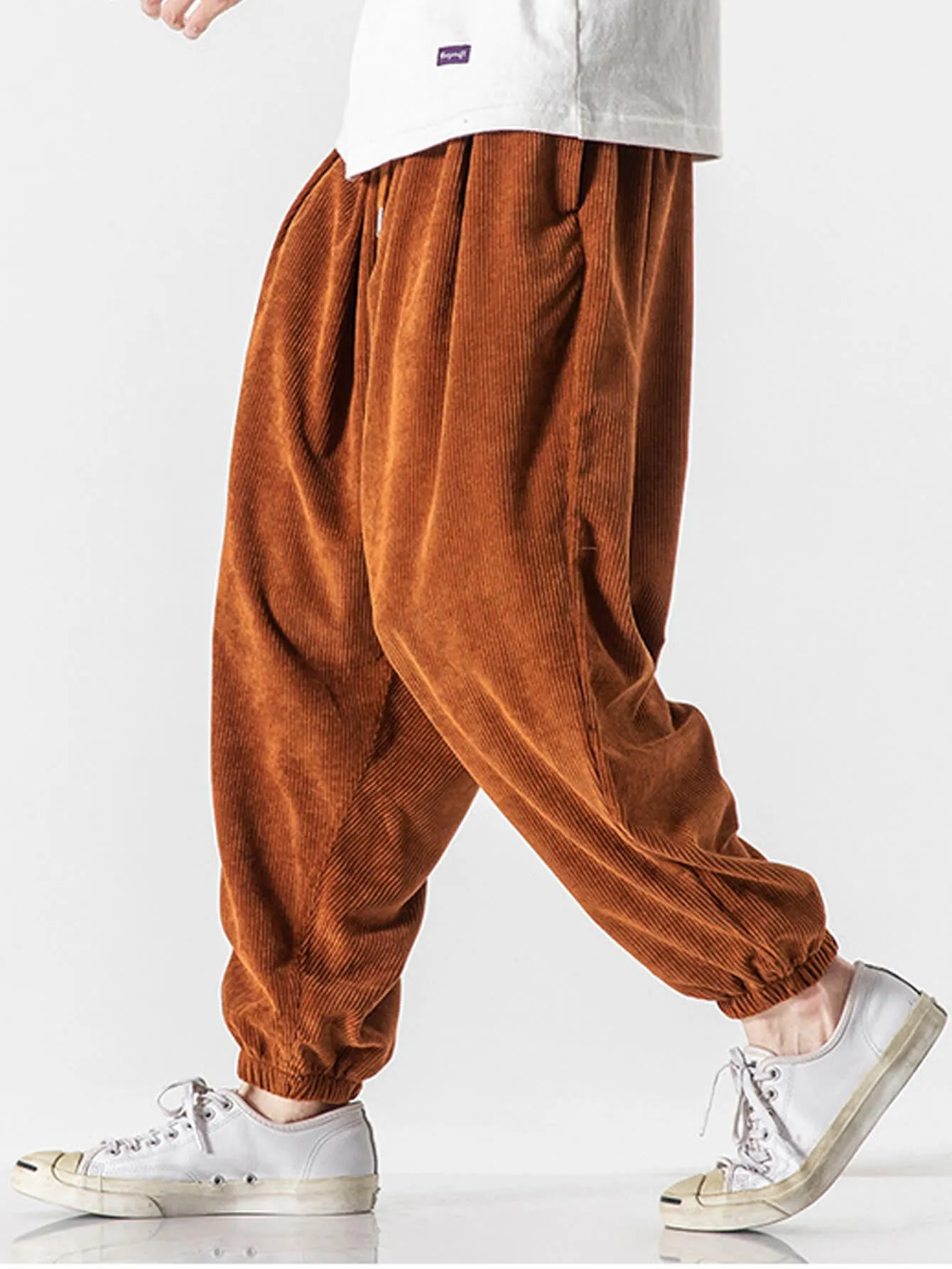 Corduroy Harem Casual Pants Men's Solid Color Bloomers