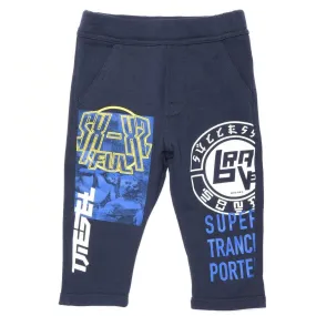 Diesel Babies Navy Joggers with Text Design