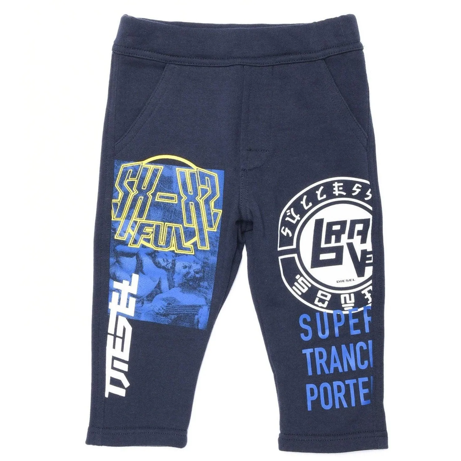 Diesel Babies Navy Joggers with Text Design