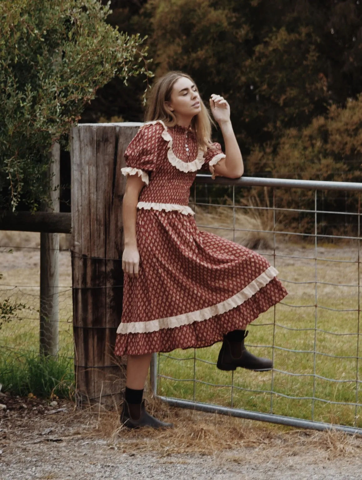 ESLEY DRESS CLAY HAND BLOCK PRINT