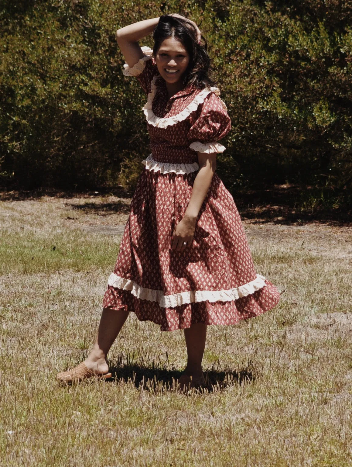ESLEY DRESS CLAY HAND BLOCK PRINT