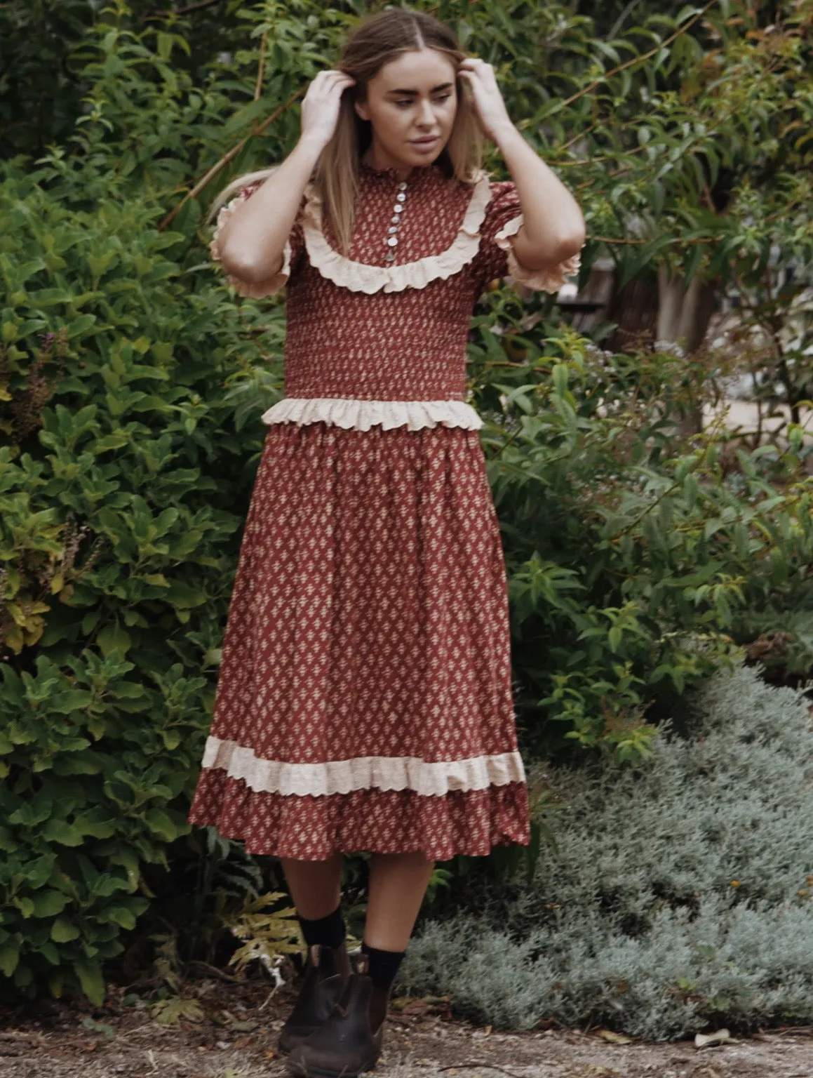 ESLEY DRESS CLAY HAND BLOCK PRINT