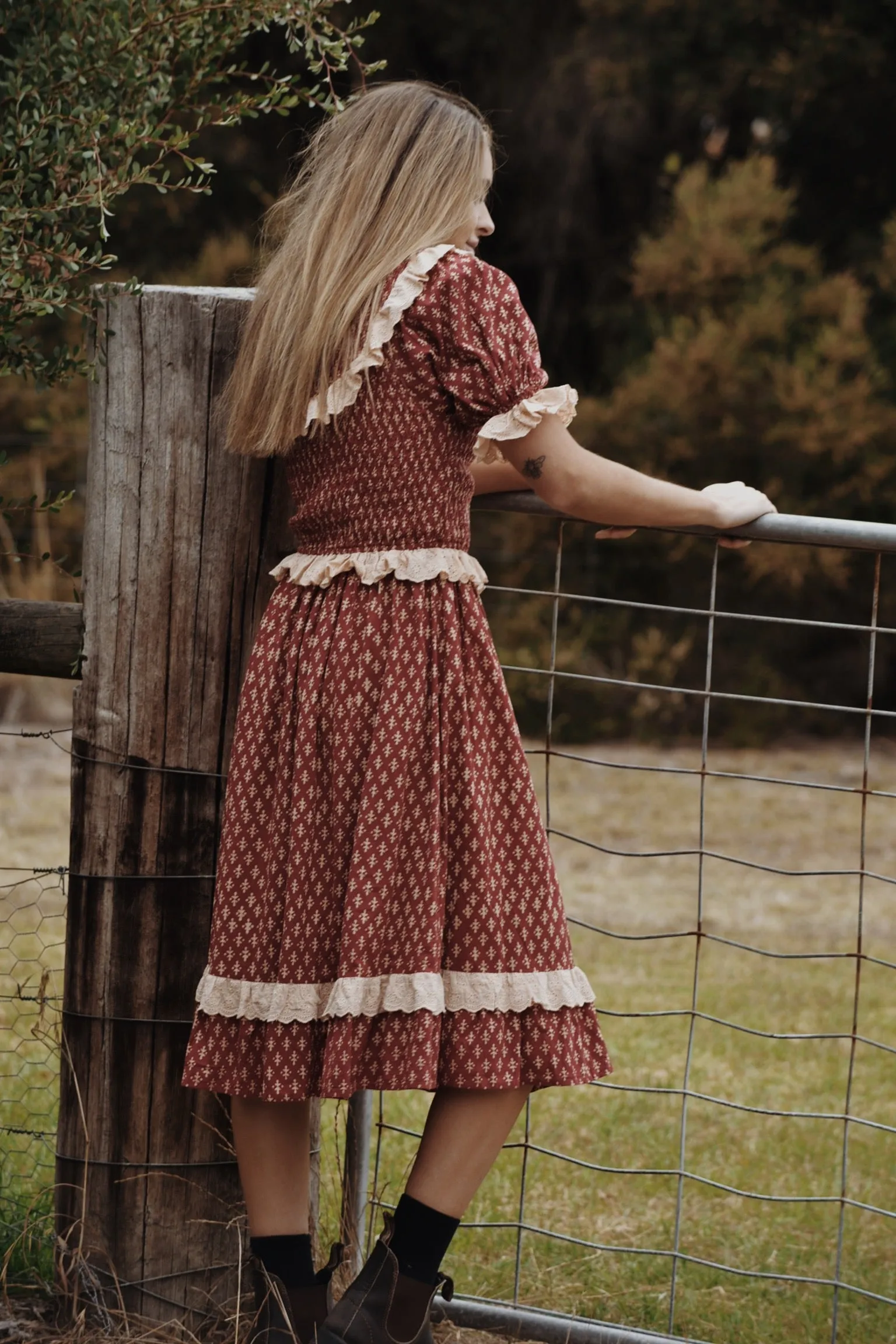 ESLEY DRESS CLAY HAND BLOCK PRINT