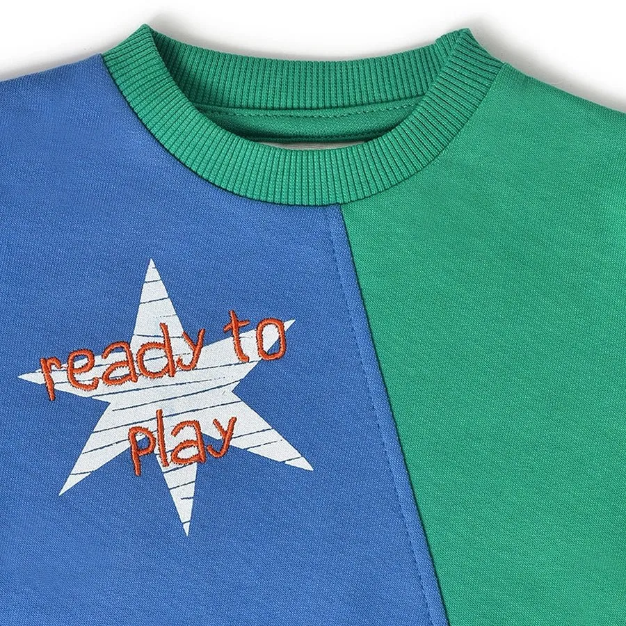 Farm Friends Blue Color Block Sweatshirt & Pajama Set