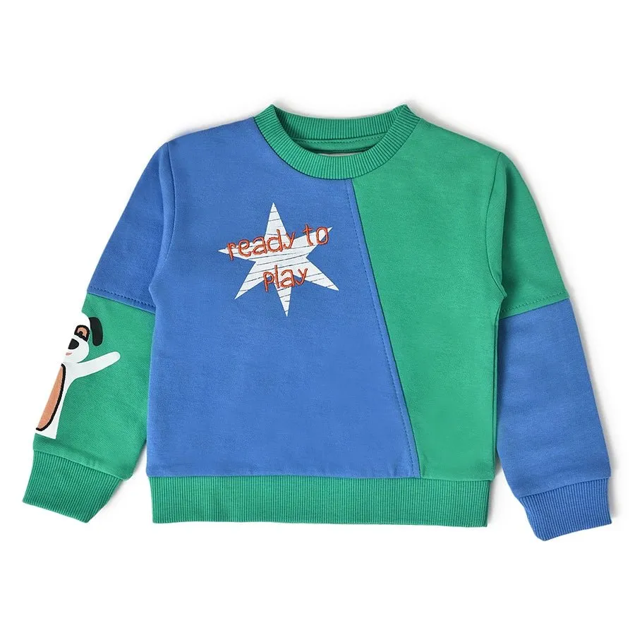 Farm Friends Blue Color Block Sweatshirt & Pajama Set