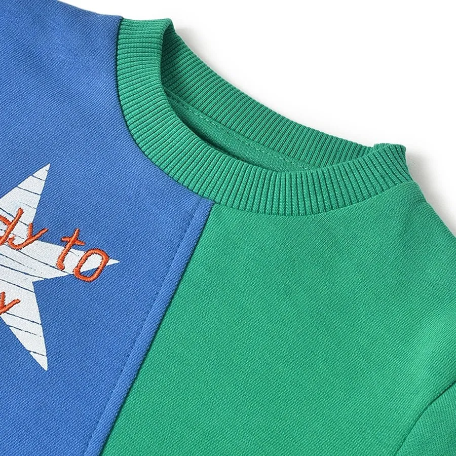 Farm Friends Blue Color Block Sweatshirt & Pajama Set