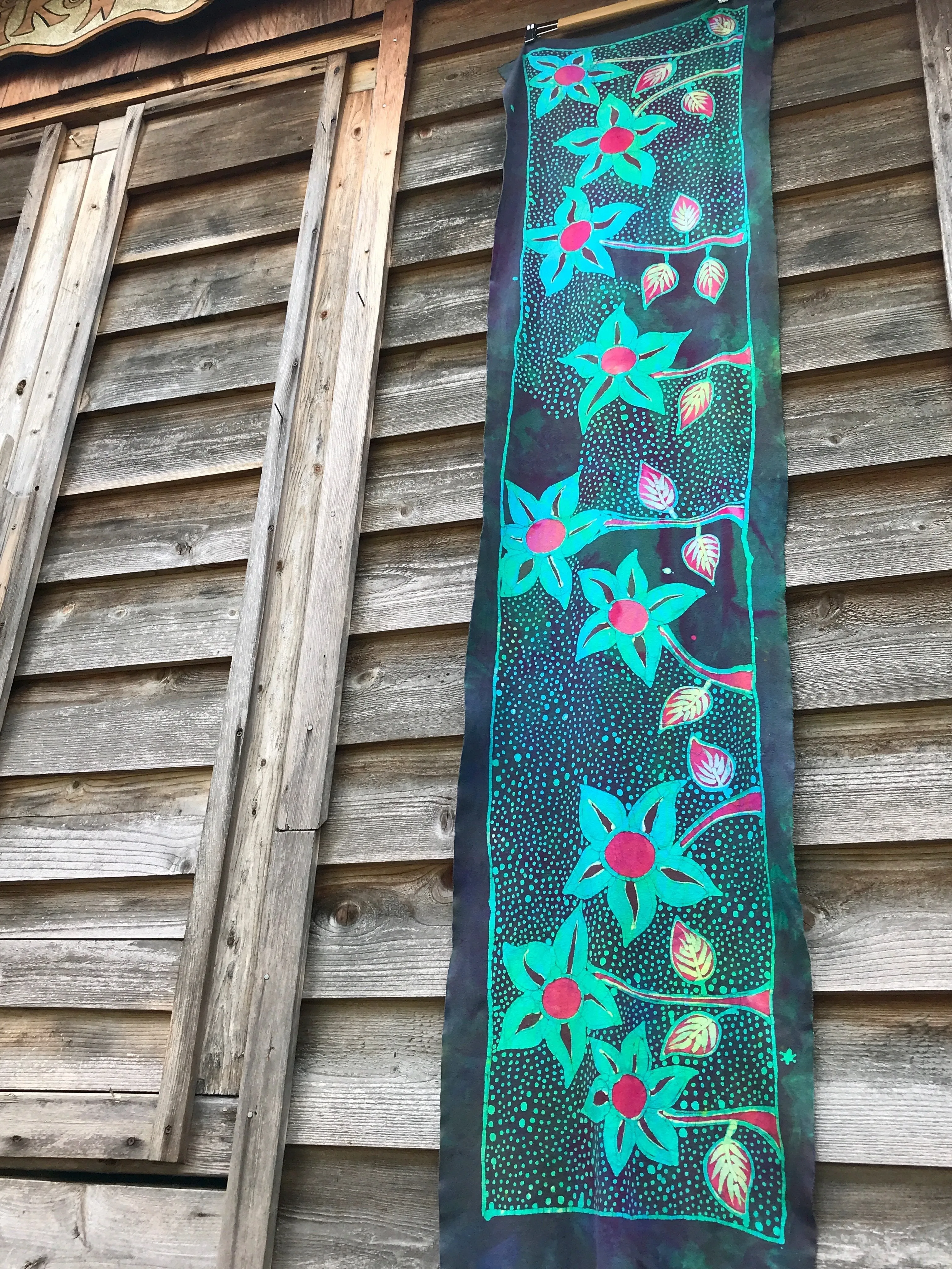 Flower Garden - Hand Painted Batik Fabric Scarf