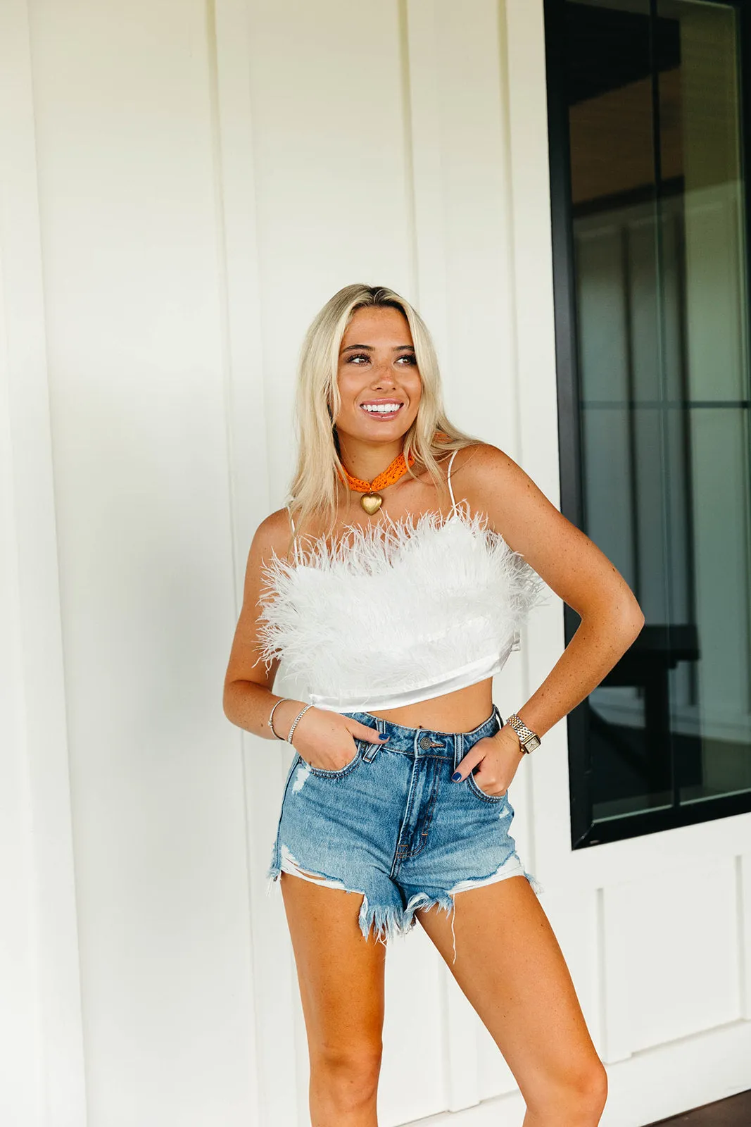 Found Feathers Tank - White