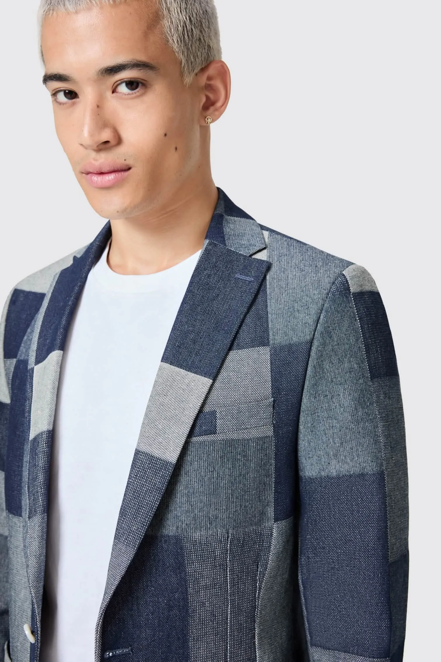 Gasly Slim Fit Blue Denim Patch Jacket