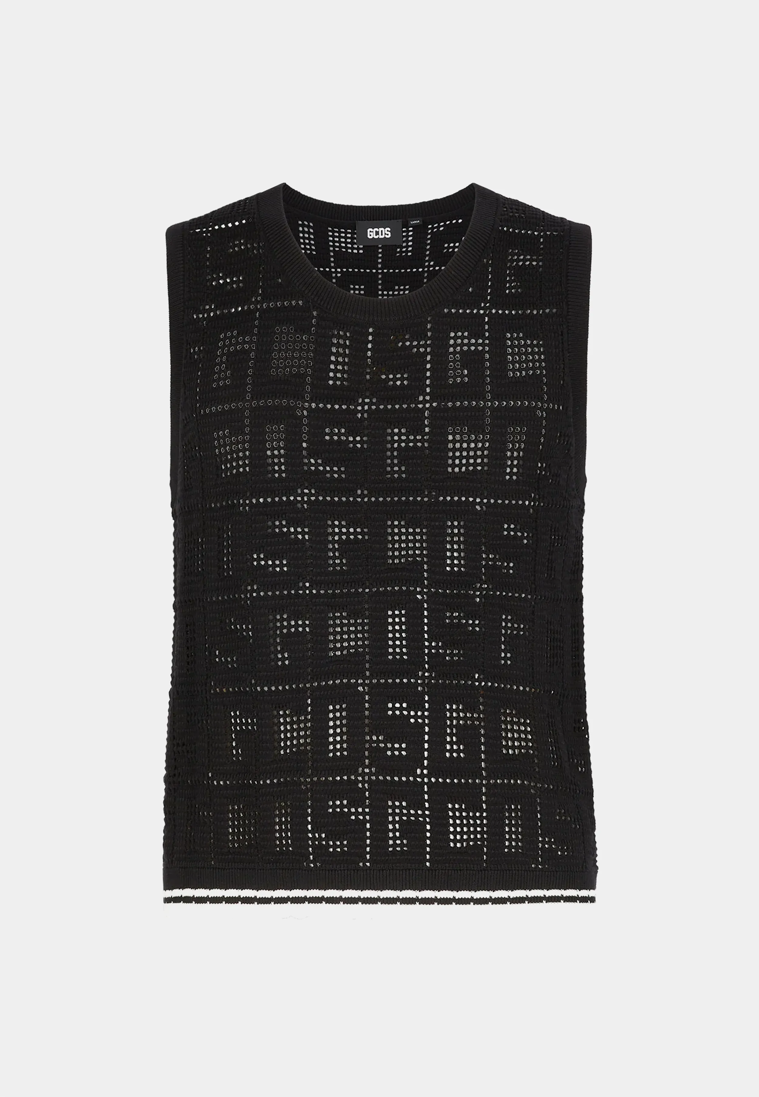 Gcds Monogram Macramè Tank Top Black