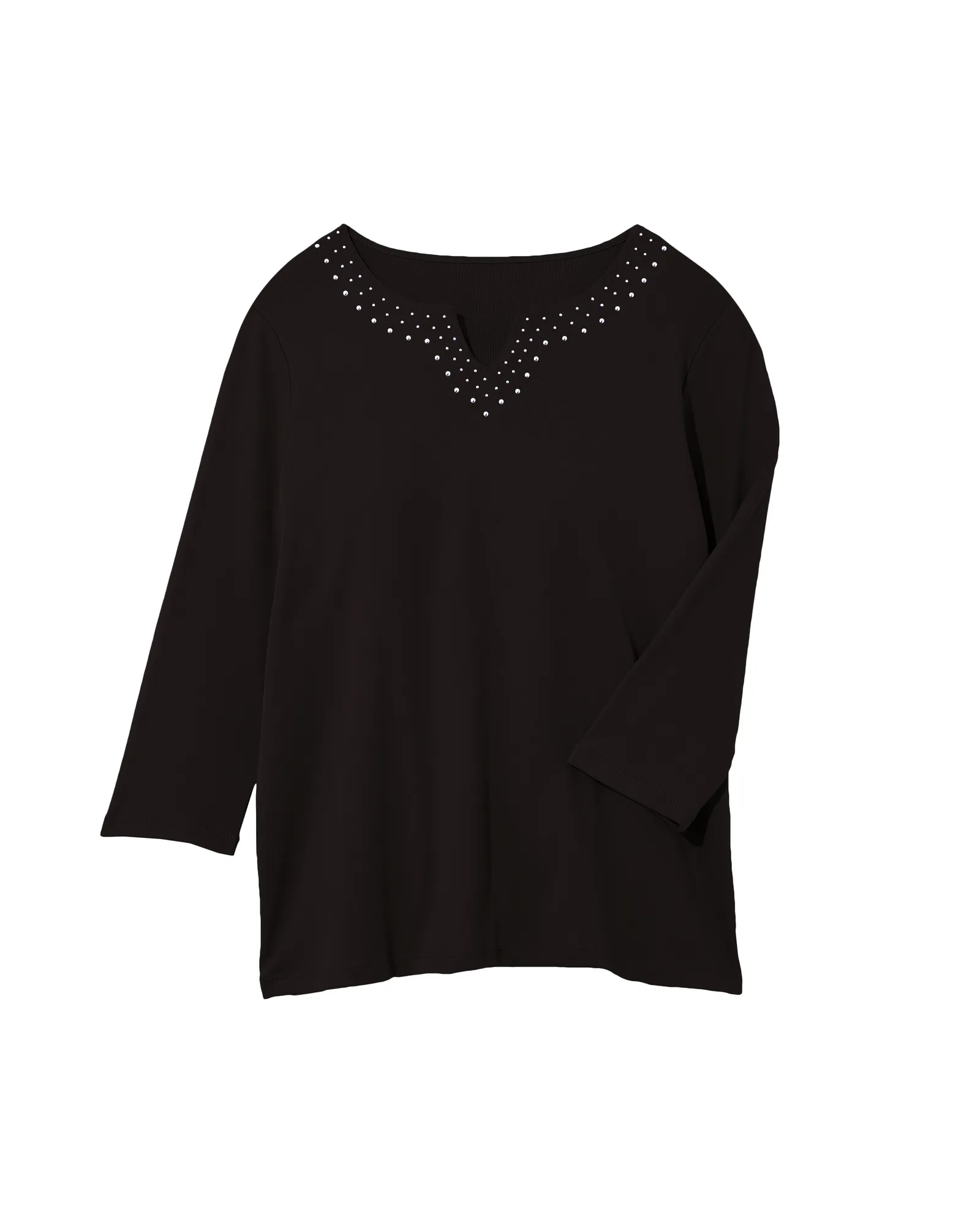 Gianna Embellished Cotton Top | Black / Silver