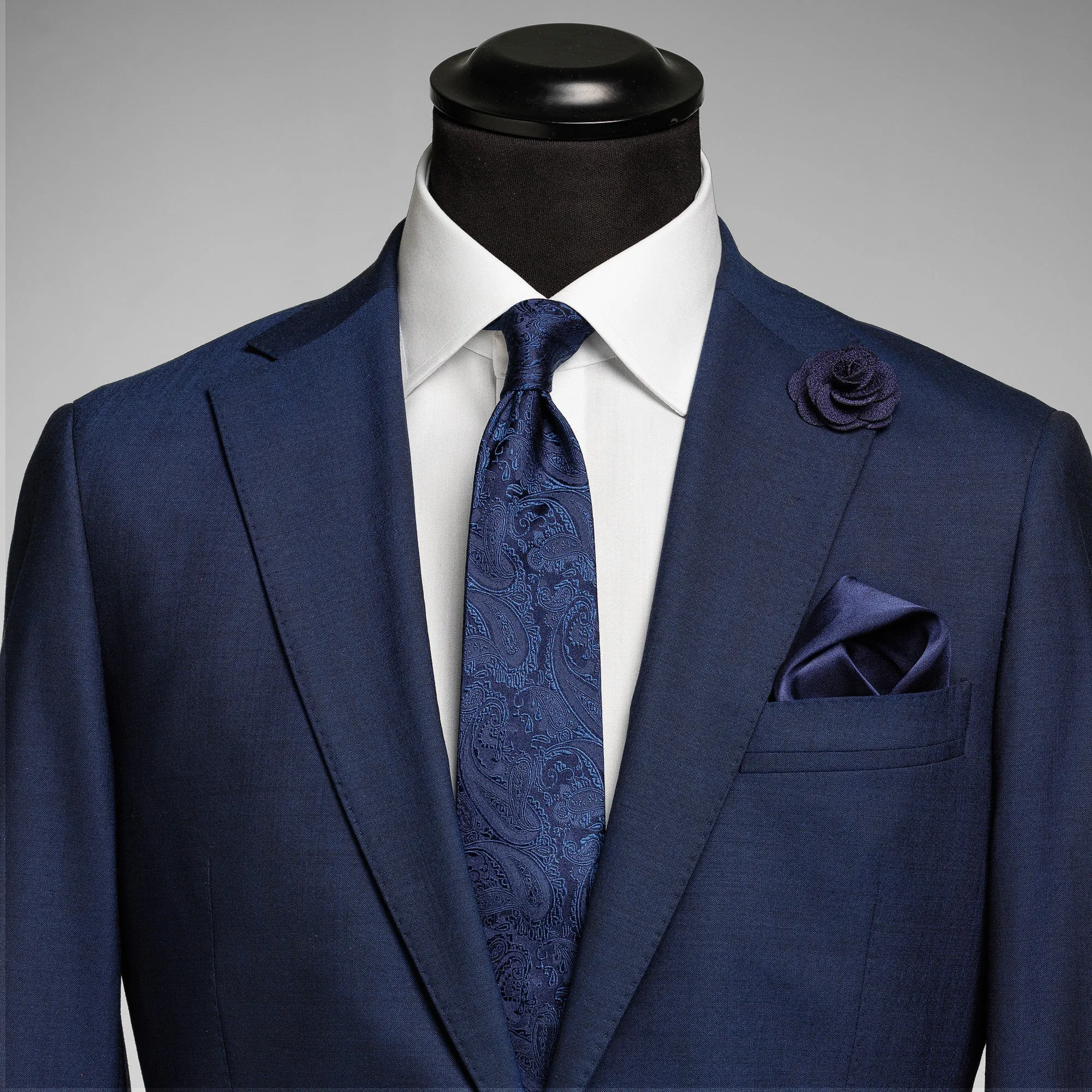 Giftbox Solid Hankie & Lapel Pin Navy