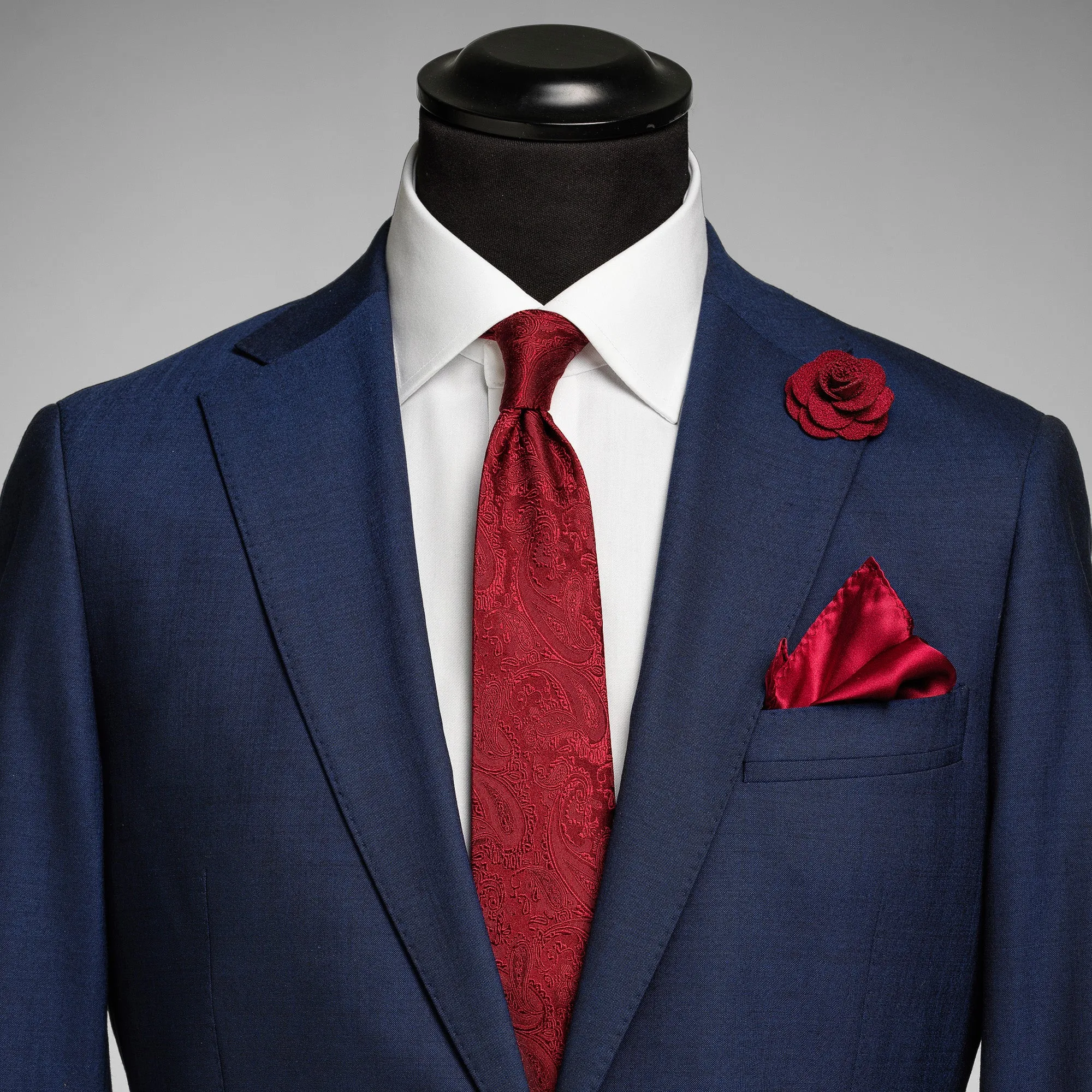 Giftbox Solid Hankie & Lapel Pin Wine