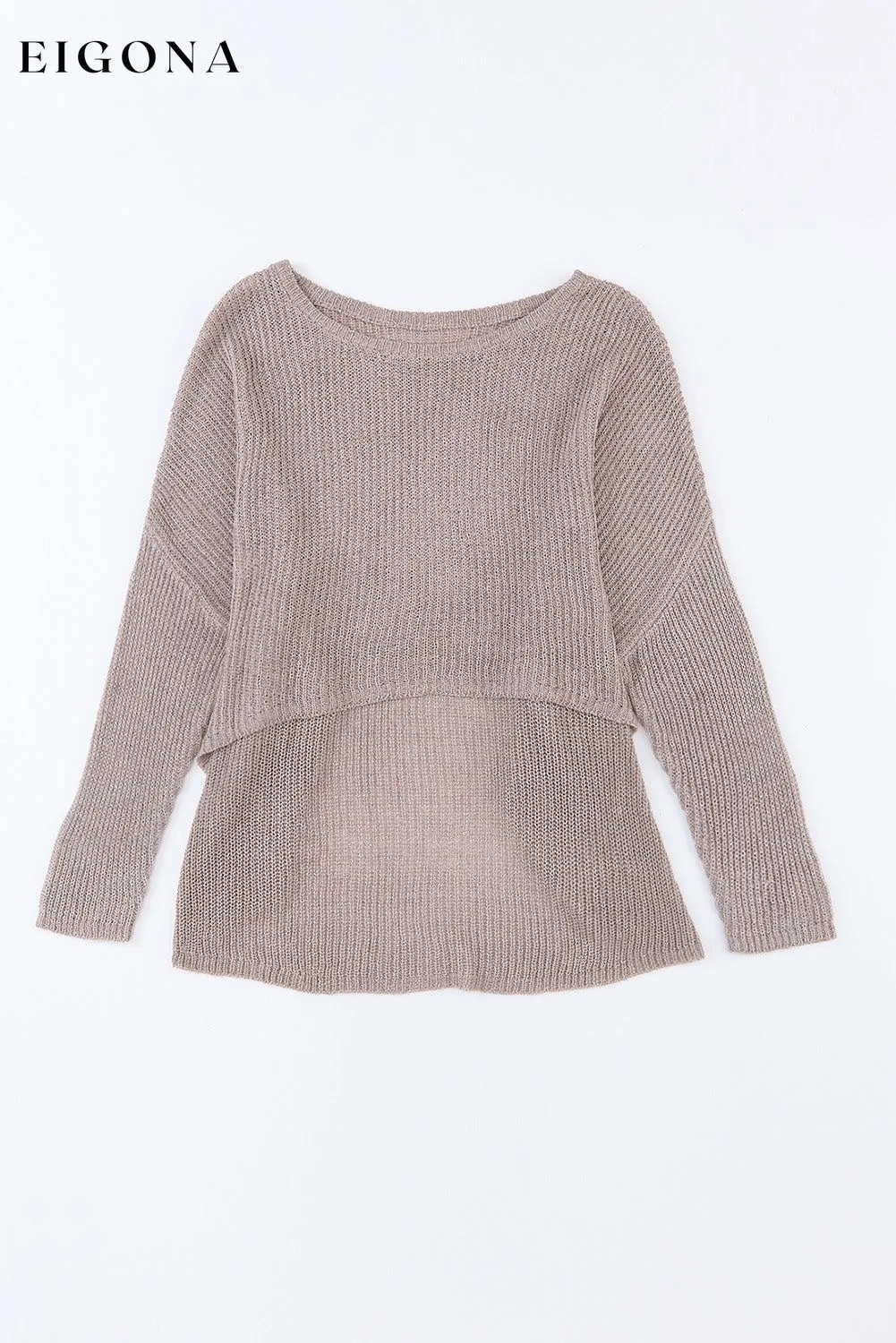 Gray Slouchy Dolman Sleeve High Low Sweater