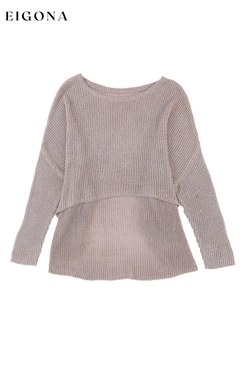 Gray Slouchy Dolman Sleeve High Low Sweater