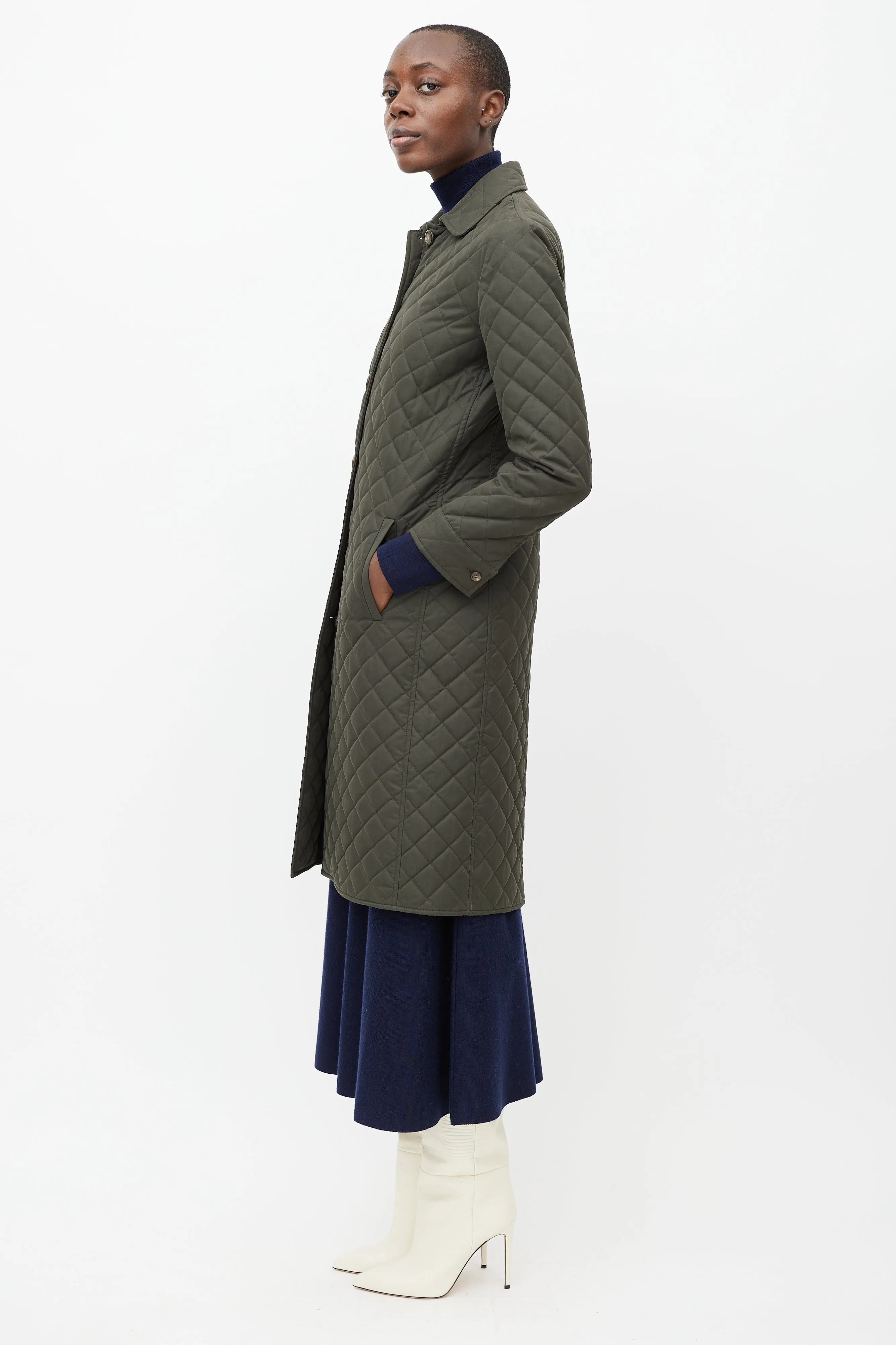 Green Quilted Panelled Jacket
