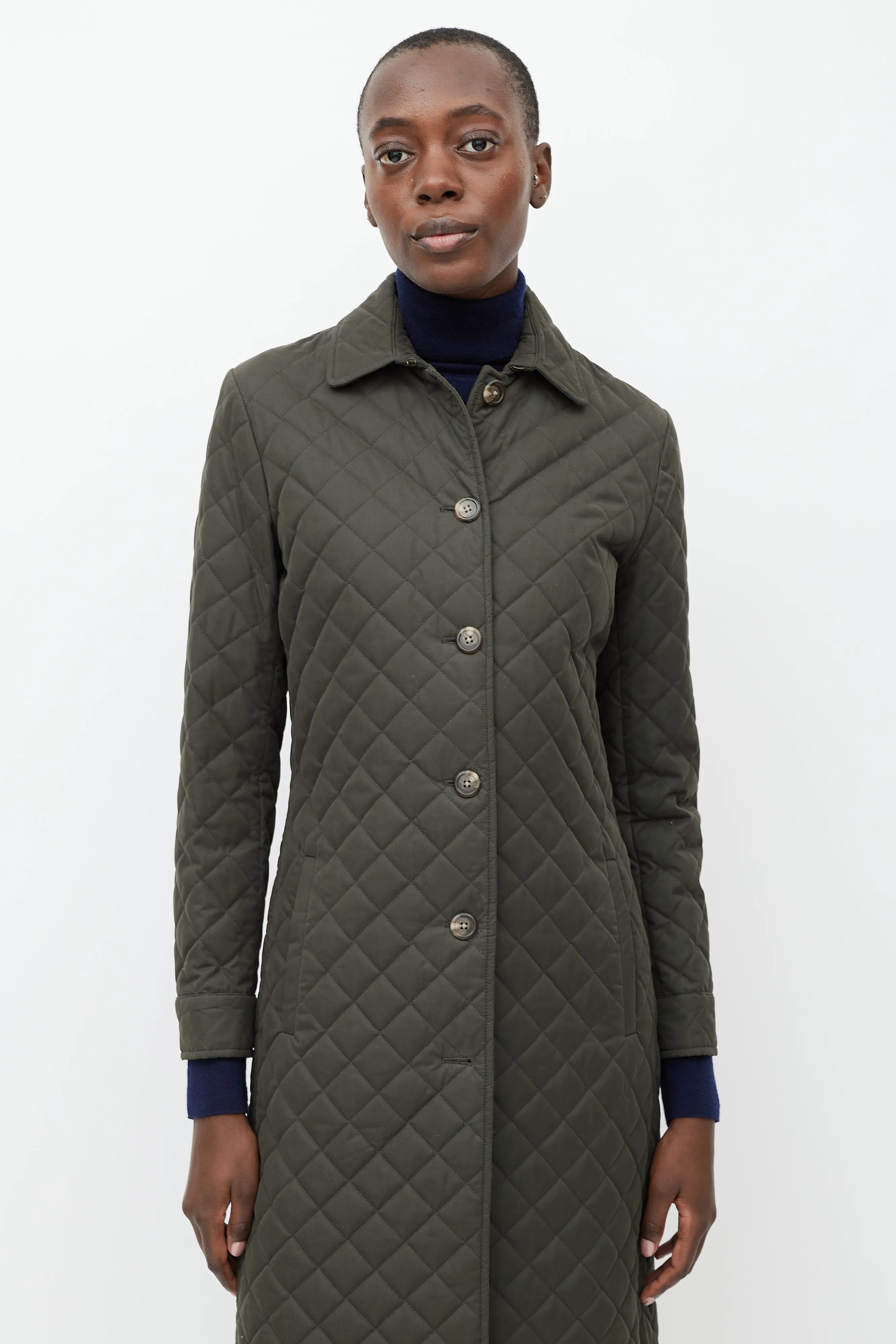 Green Quilted Panelled Jacket