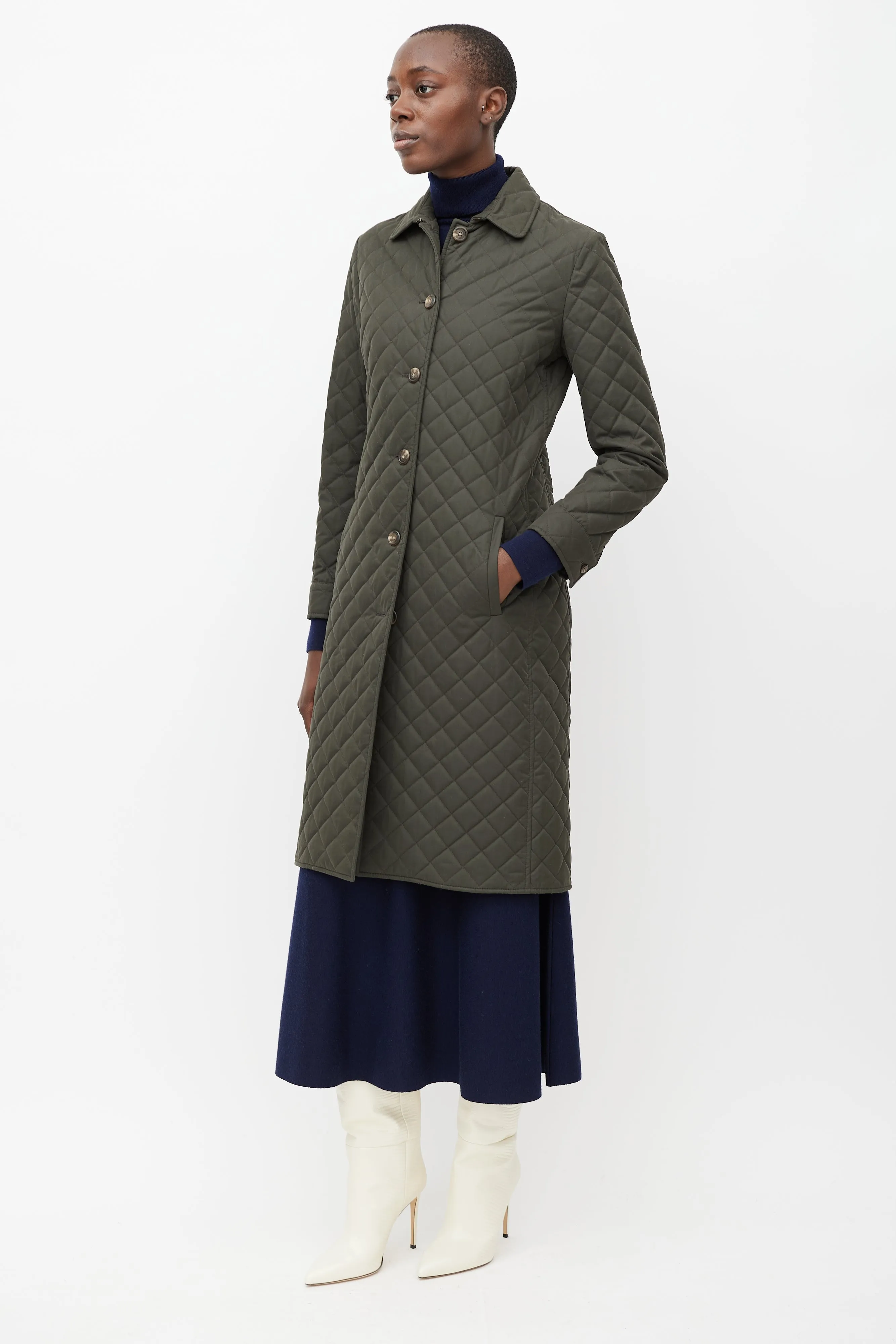 Green Quilted Panelled Jacket