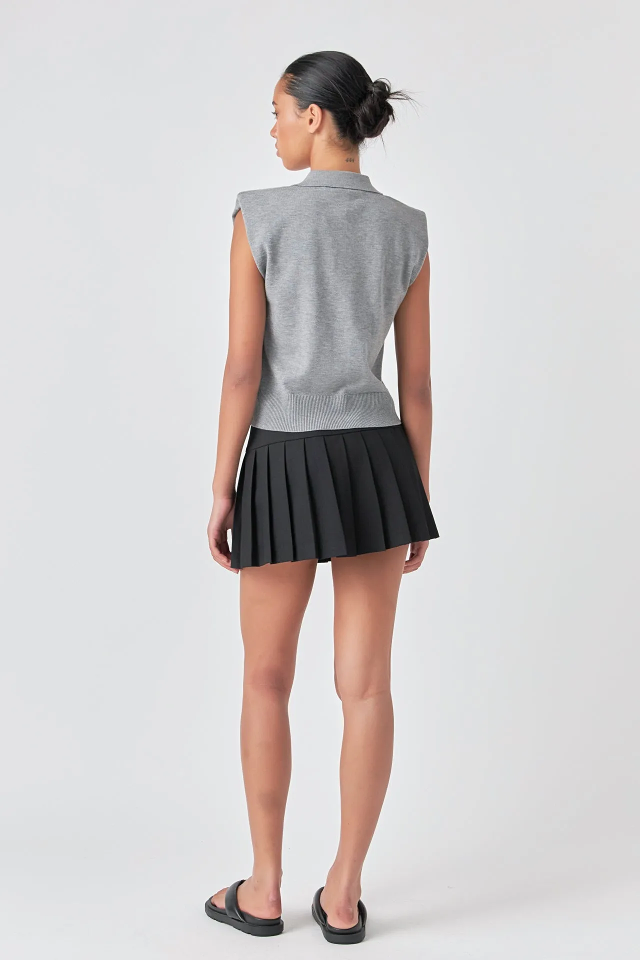 Grey Lab - Soft Sleeveless Knit Polo Top