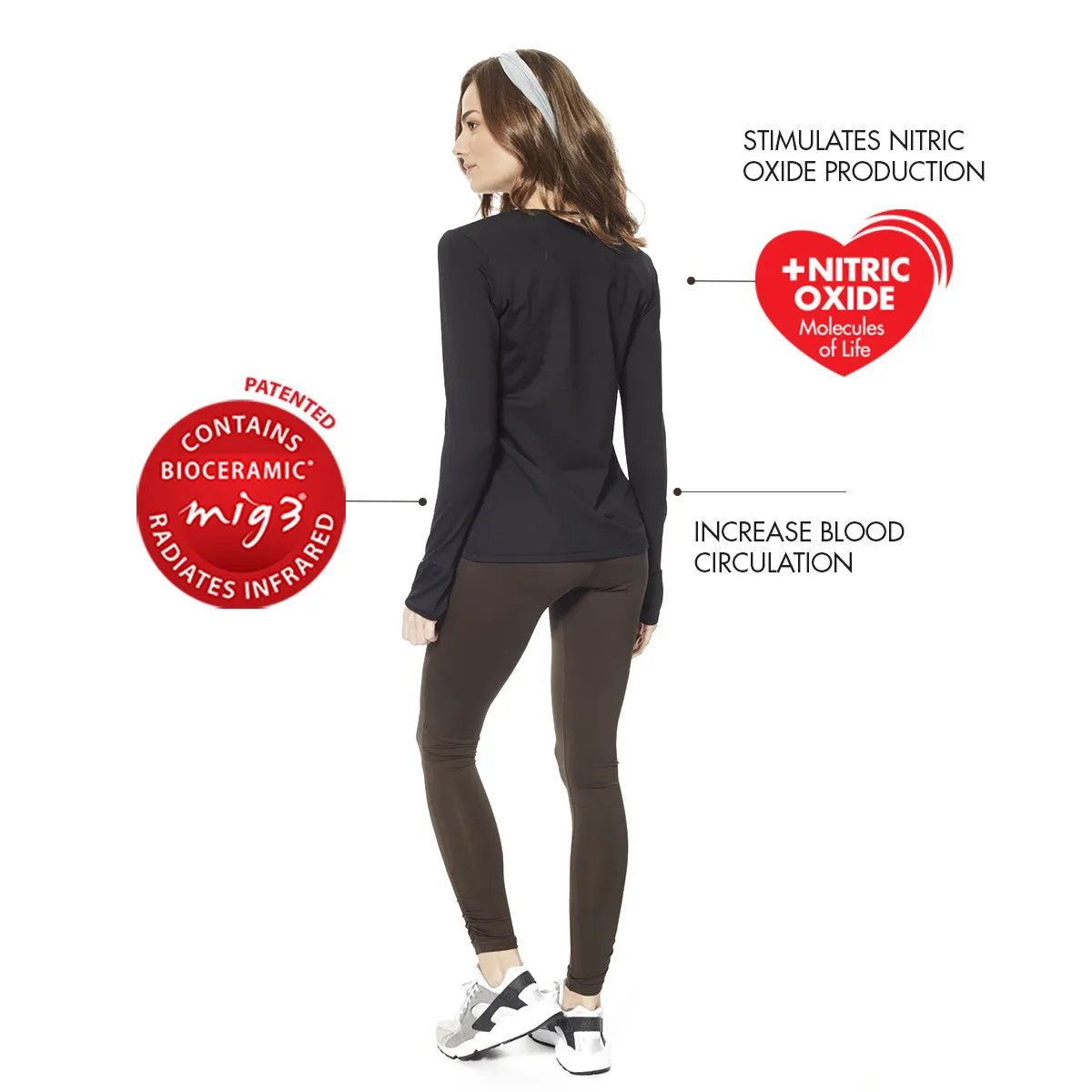 Invel® Women Fit Long Sleeve Shirt Hand Protection with Bioceramic MIG3® Far-Infrared Technology