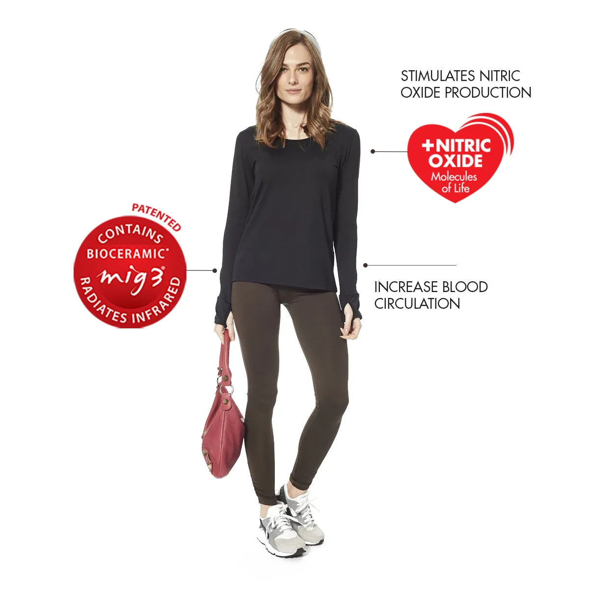 Invel® Women Fit Long Sleeve Shirt Hand Protection with Bioceramic MIG3® Far-Infrared Technology