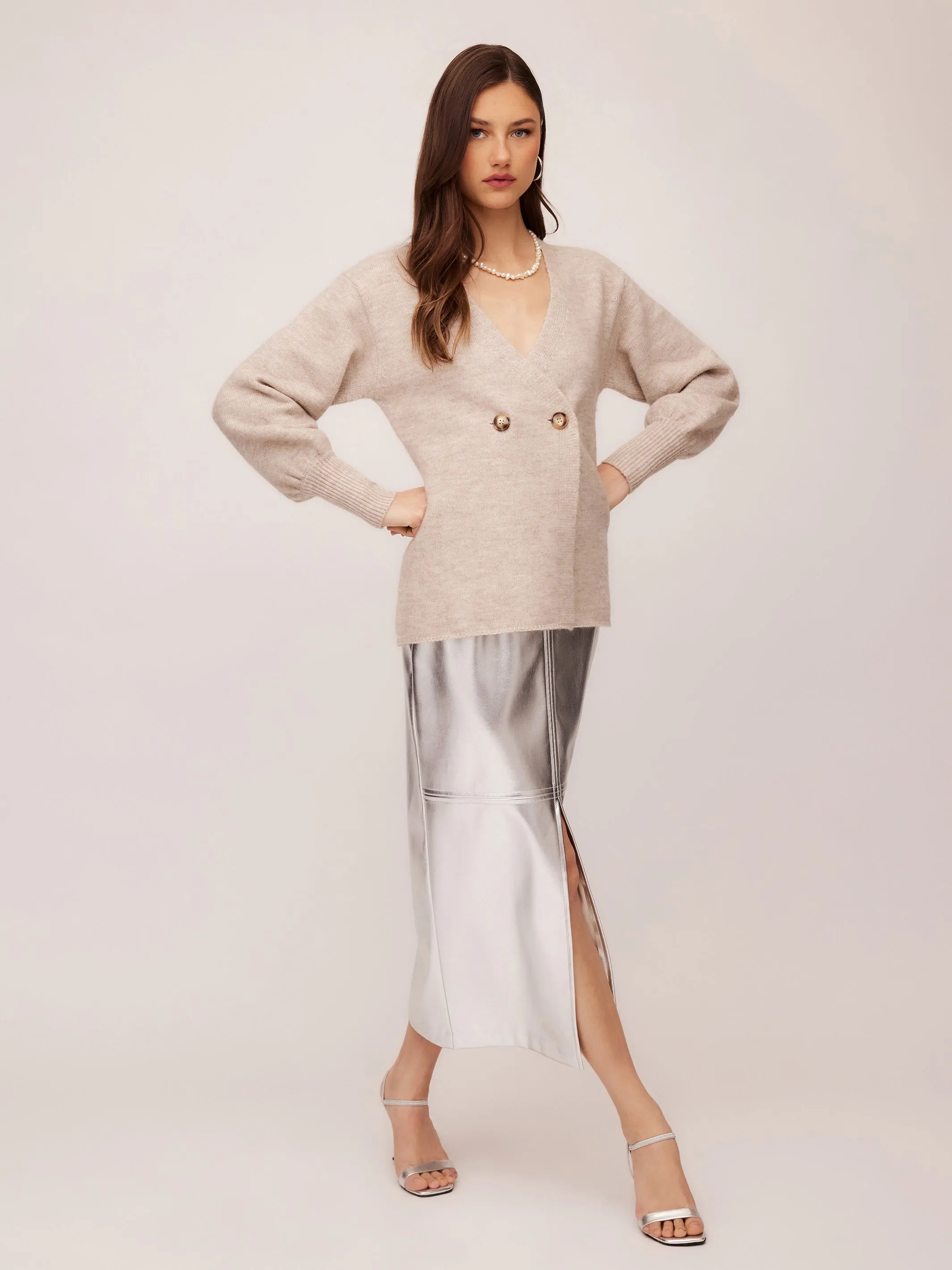 Kaia Faux Leather Midi Skirt