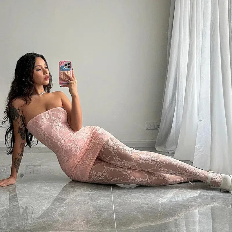Lace Wrap Chest Dress: Sophisticated Evening Party Suit