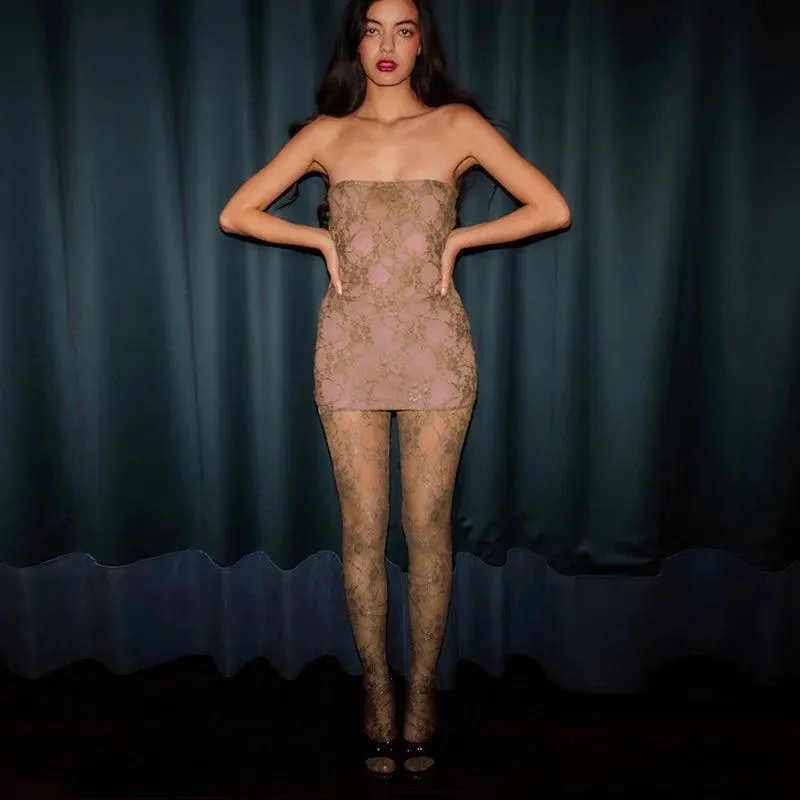 Lace Wrap Chest Dress: Sophisticated Evening Party Suit