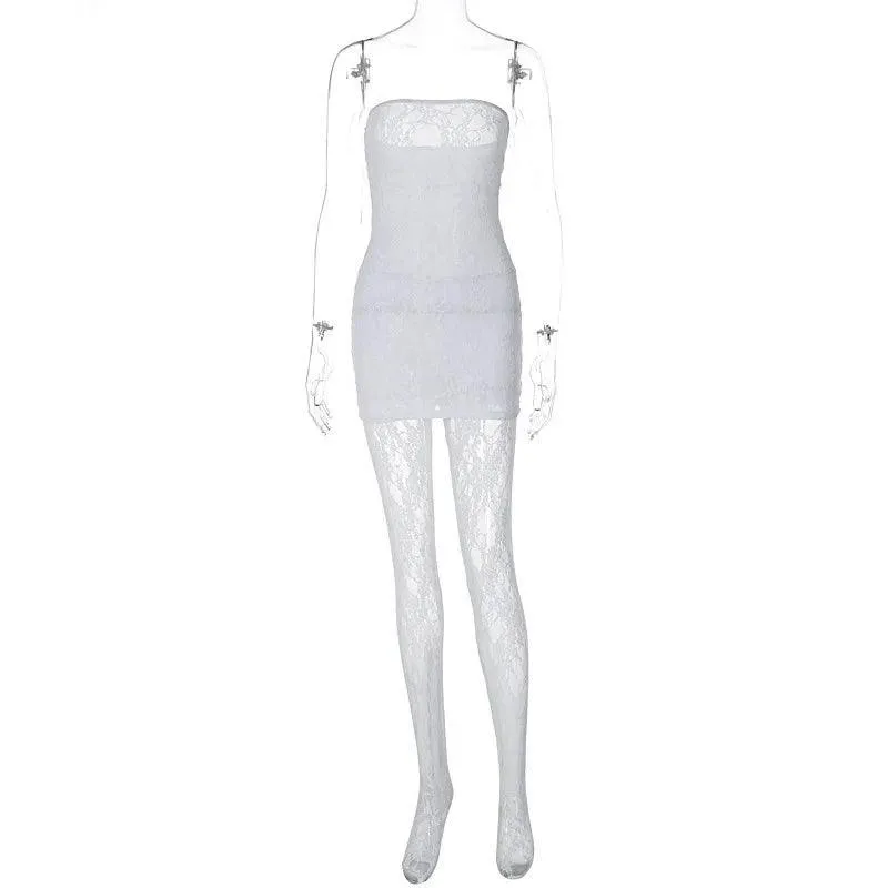 Lace Wrap Chest Dress: Sophisticated Evening Party Suit