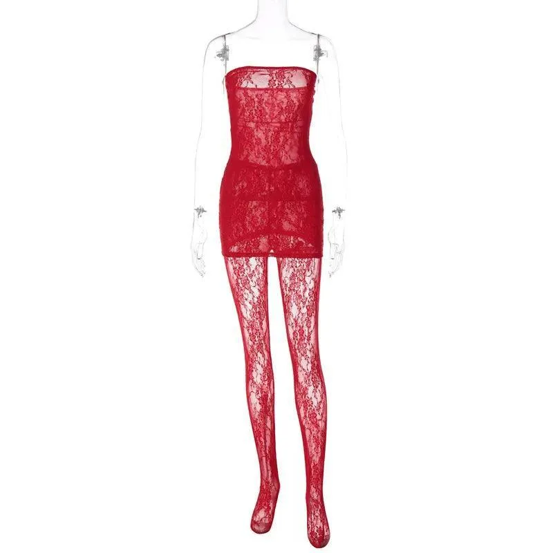 Lace Wrap Chest Dress: Sophisticated Evening Party Suit