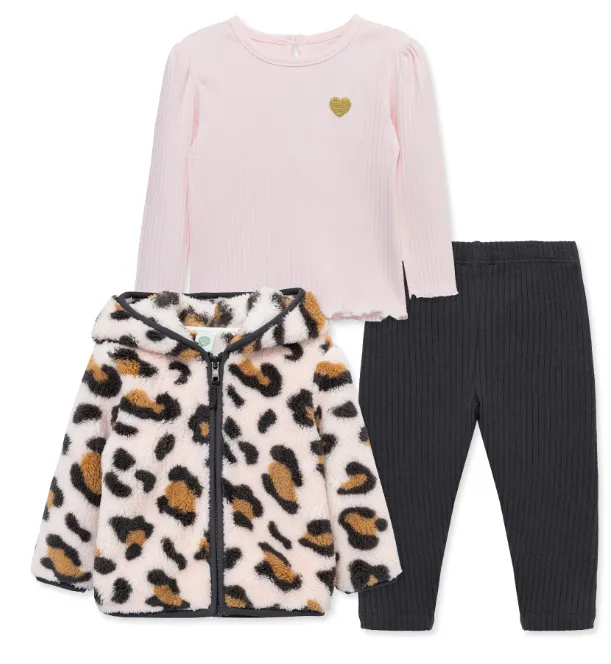 Little Me - Leopard 3Pc. Sherpa Set