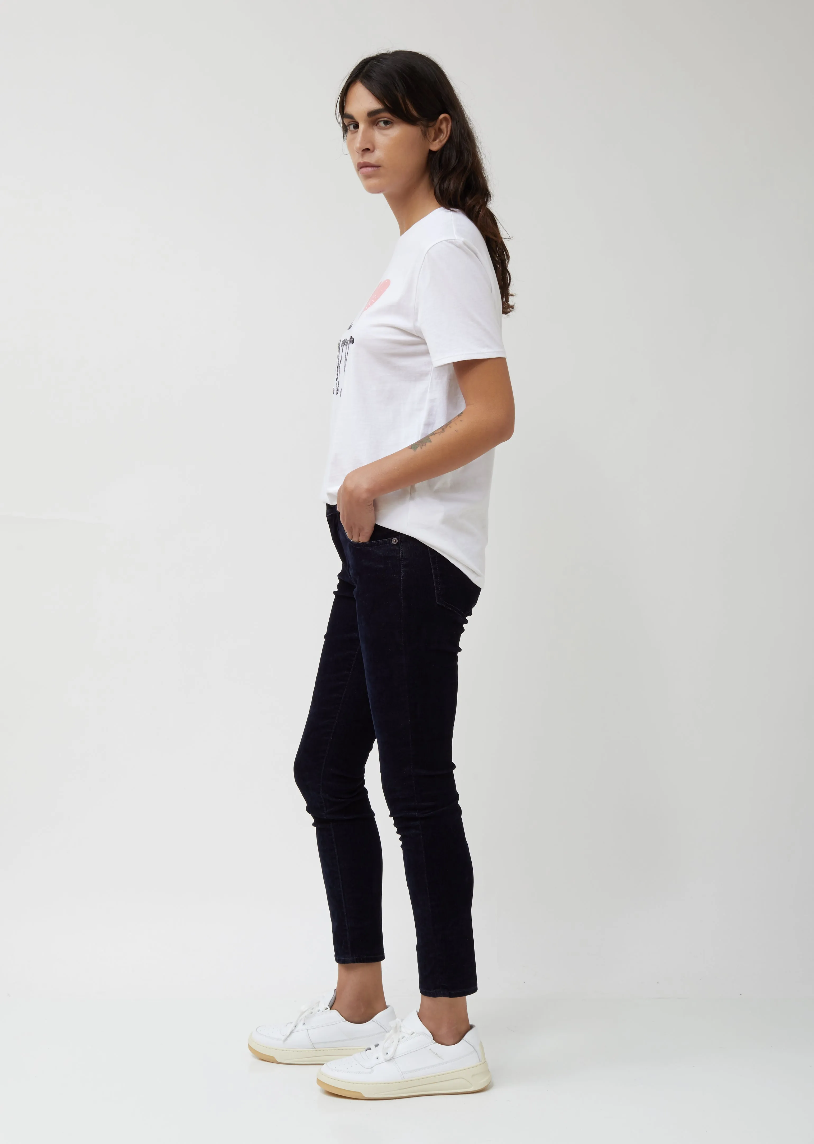 Navy Velvet Mini Skinny Pants