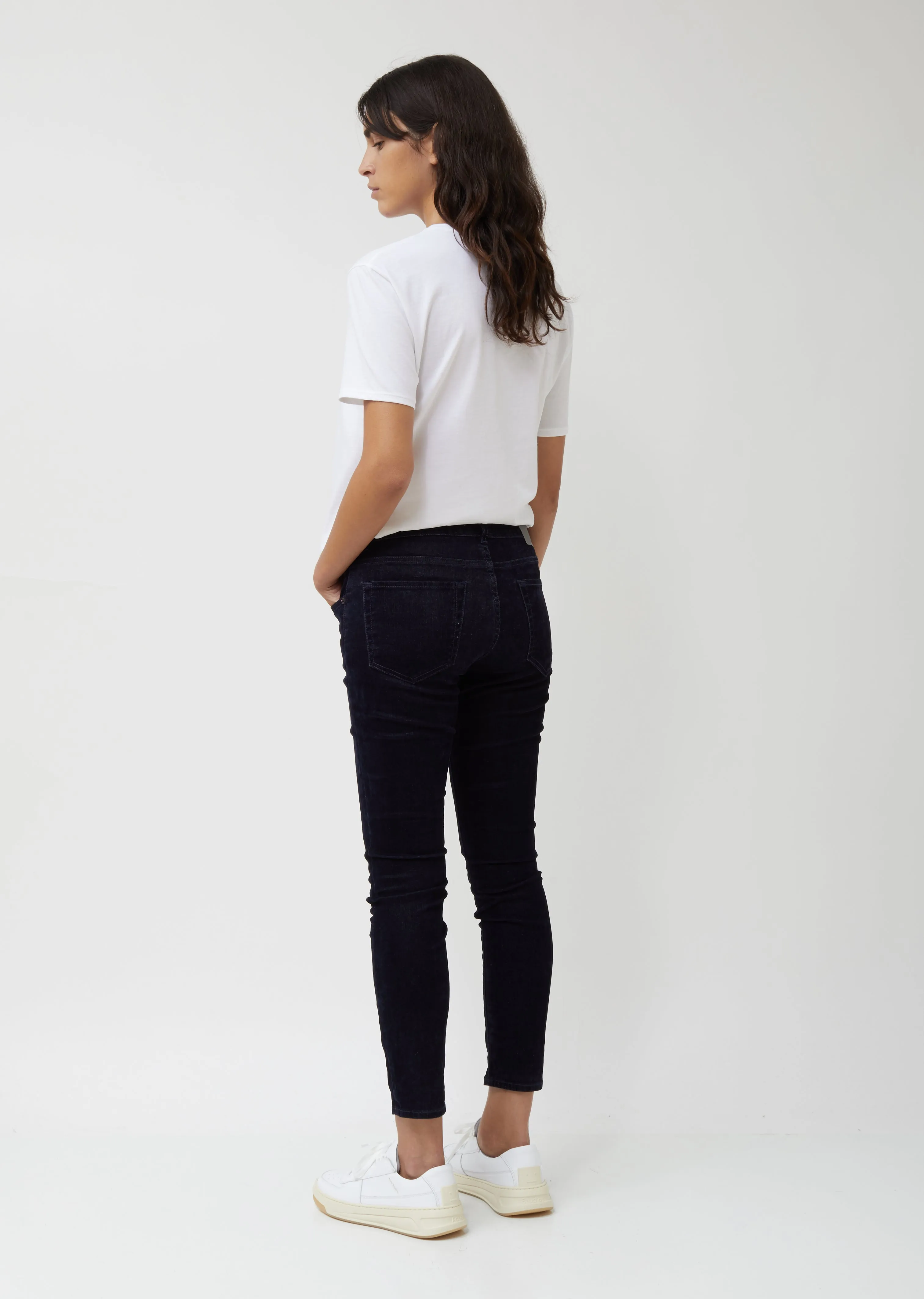 Navy Velvet Mini Skinny Pants