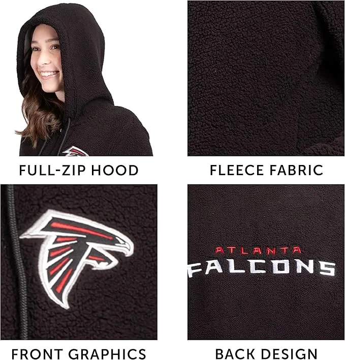 NFL Womens Full Zip Soft Sherpa Hoodie Sweatshirt Jacket|Detroit Lions